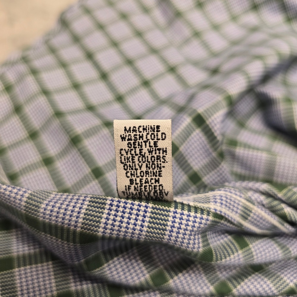 Steven Alan Mens Small Button Down Shirt Plaid Green Blue Cotton Made in USA - Picture 5 of 6